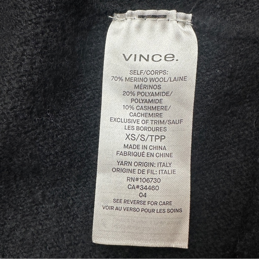 Vince Cashmere Wool Poncho Sweater Cape Shrug XS/S Black Turtleneck Luxury Cozy - Picture 7 of 11
